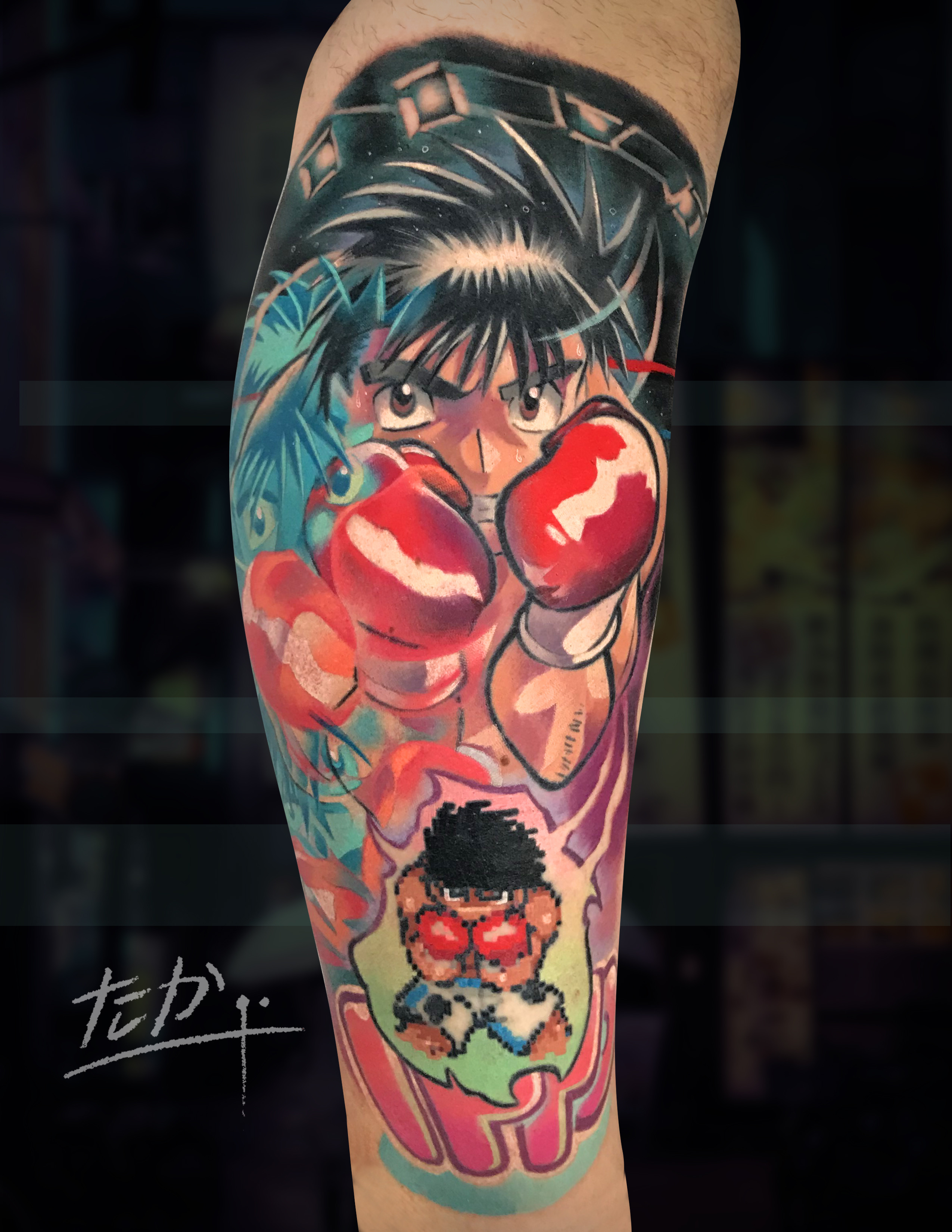Tatuaje Makunouchi Ippo Hajime no Ippo boxeo color — CAOS Art Tattoo Chile